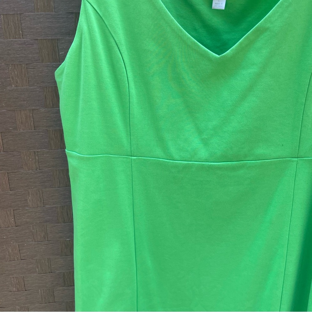 New York & Company Lime Green V-Neck Cotton Sleeveless Dress -size L - Picture 4 of 9
